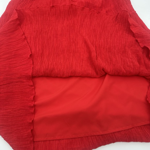 Chelsea28 Women Red Crinkle Maxi Dress Boho Resort Tie Front Spaghetti M - Picture 8 of 10